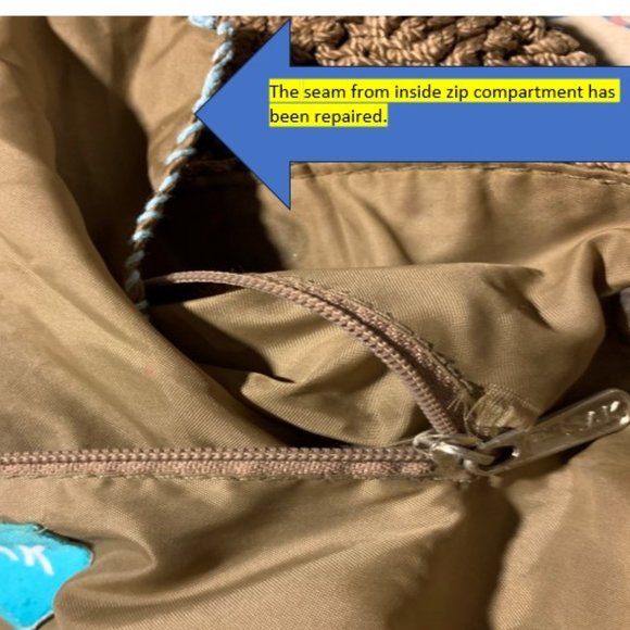 THE SAK Double Strap Tote Bag Classic Tan Brown Crochet 12 x 10 Purse VGUC - Picture 3 of 9